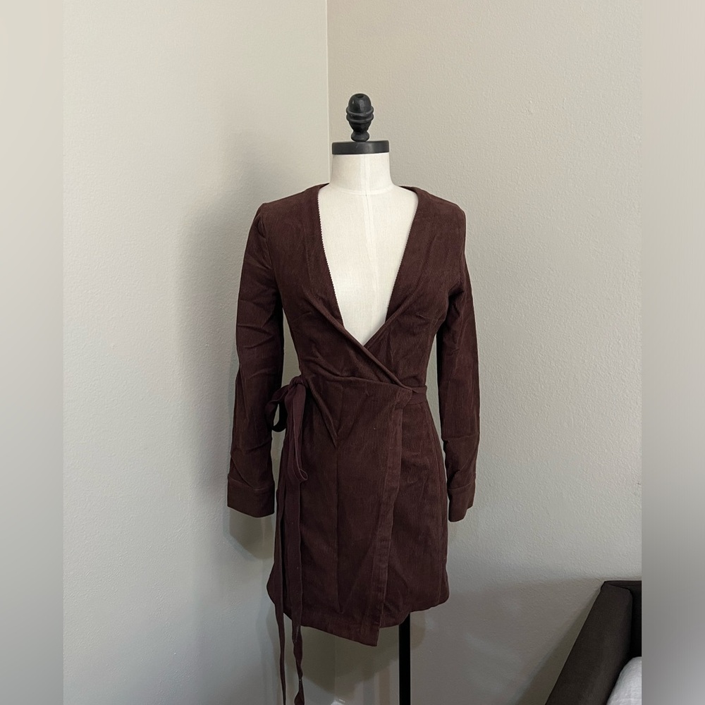 Brown corduroy mini dress